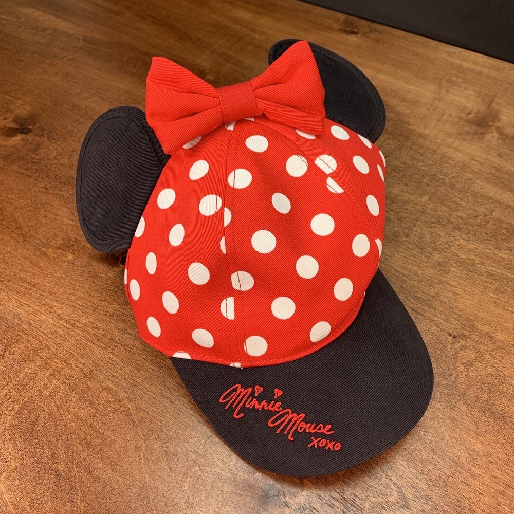 Disney Parks Minnie Mouse Youth Size Girls Ear Polka Dot Bow Cap Hat Disneyland - Picture 8 of 8